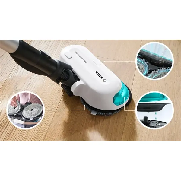 BOSCH BCS71HYG3 Unlimited 7 ProHygienic Aqua Vezeték nélküli porszívó és felmosó, Fehér – 2. kép