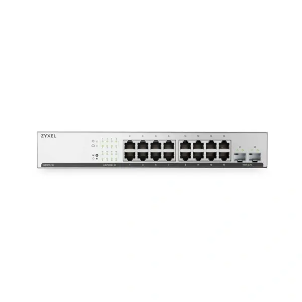 ZYXEL Switch 16x1000Mbps + 2xSFP, Fémházas, Menedzselhető, GS1915-18V2-EU0101F