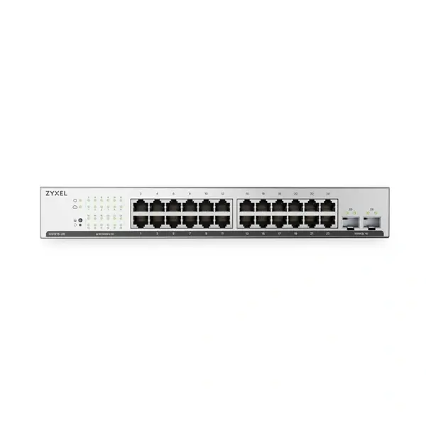 ZYXEL Switch 24x1000Mbps + 2xSFP, Fémházas, Menedzselhető, GS1915-26V2-EU0101F