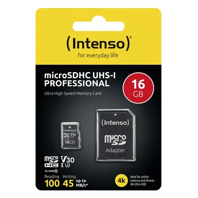 Intenso 16GB MicroSDXC UHS-I Professional Class 10 U3 V30 + adapterrel – 2. kép