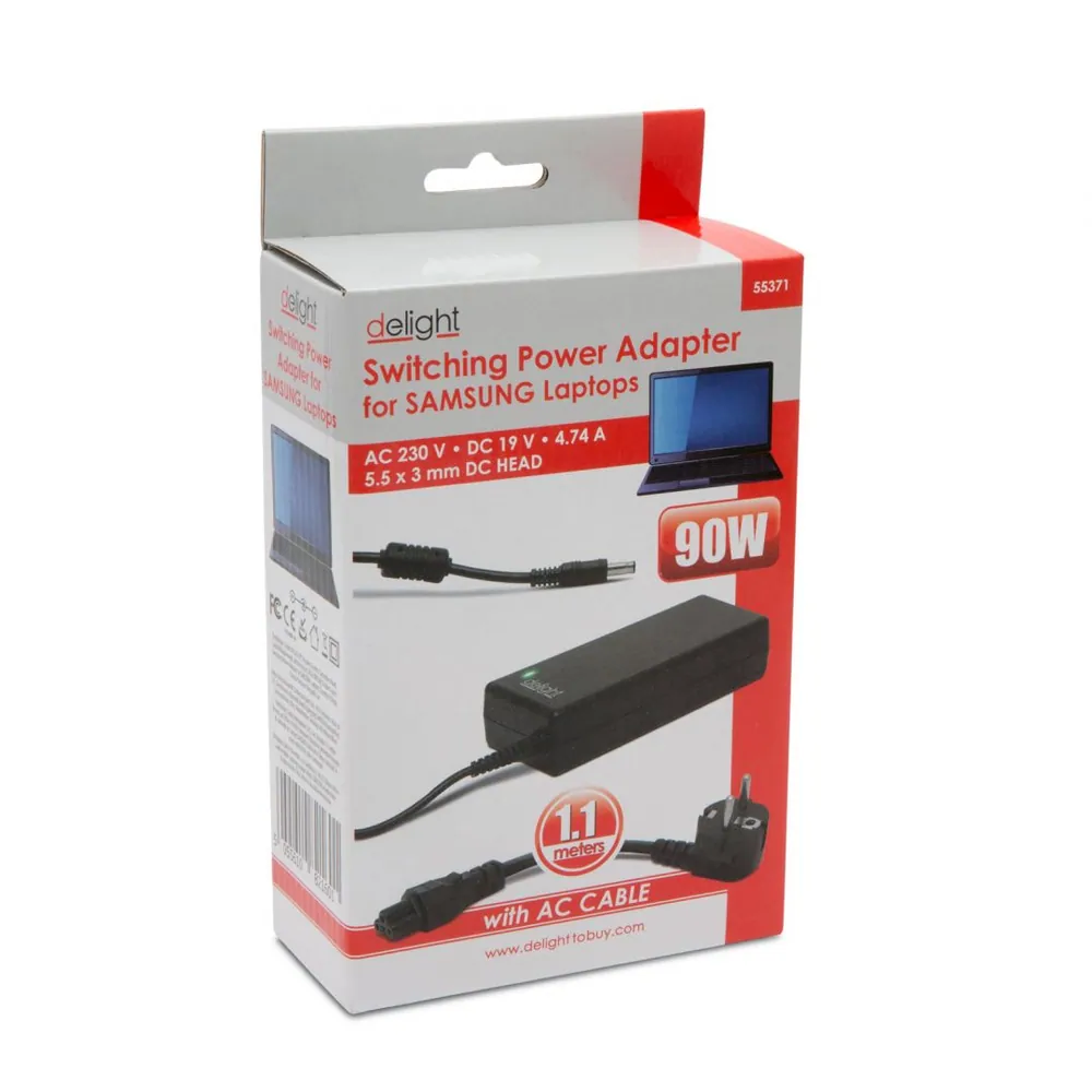 Delight 55371 19V / 4,74A 90W 5,5x3mm Samsung hálózati notebook töltő – 3. kép