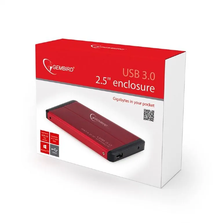 Gembird 2,5" EE2-U3S-2-R USB3.0 Enclosure Red – 3. kép