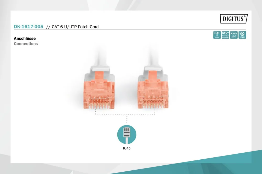Digitus CAT6 U-UTP Patch Cable 0,5m Grey – 5. kép