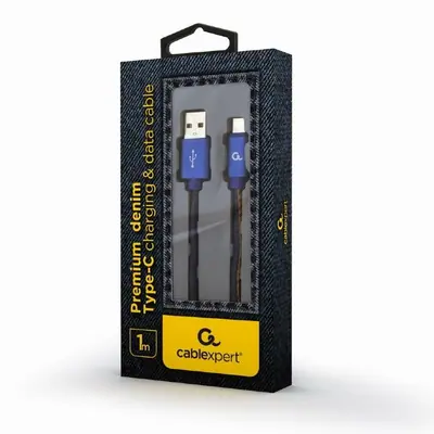 Gembird CC-USB2J-AMCM-1M-BL Premium jeans (denim) Type-C USB cable with metal connectors 1m Blue – 2. kép