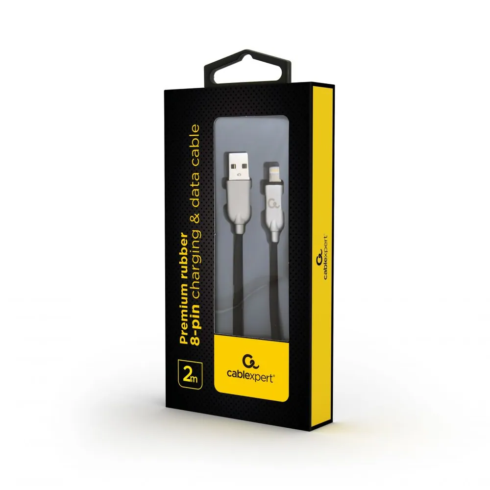 Gembird CC-USB2R-AMLM-2M-R Premium rubber 8-pin charging and data cable 2 m Black – 2. kép