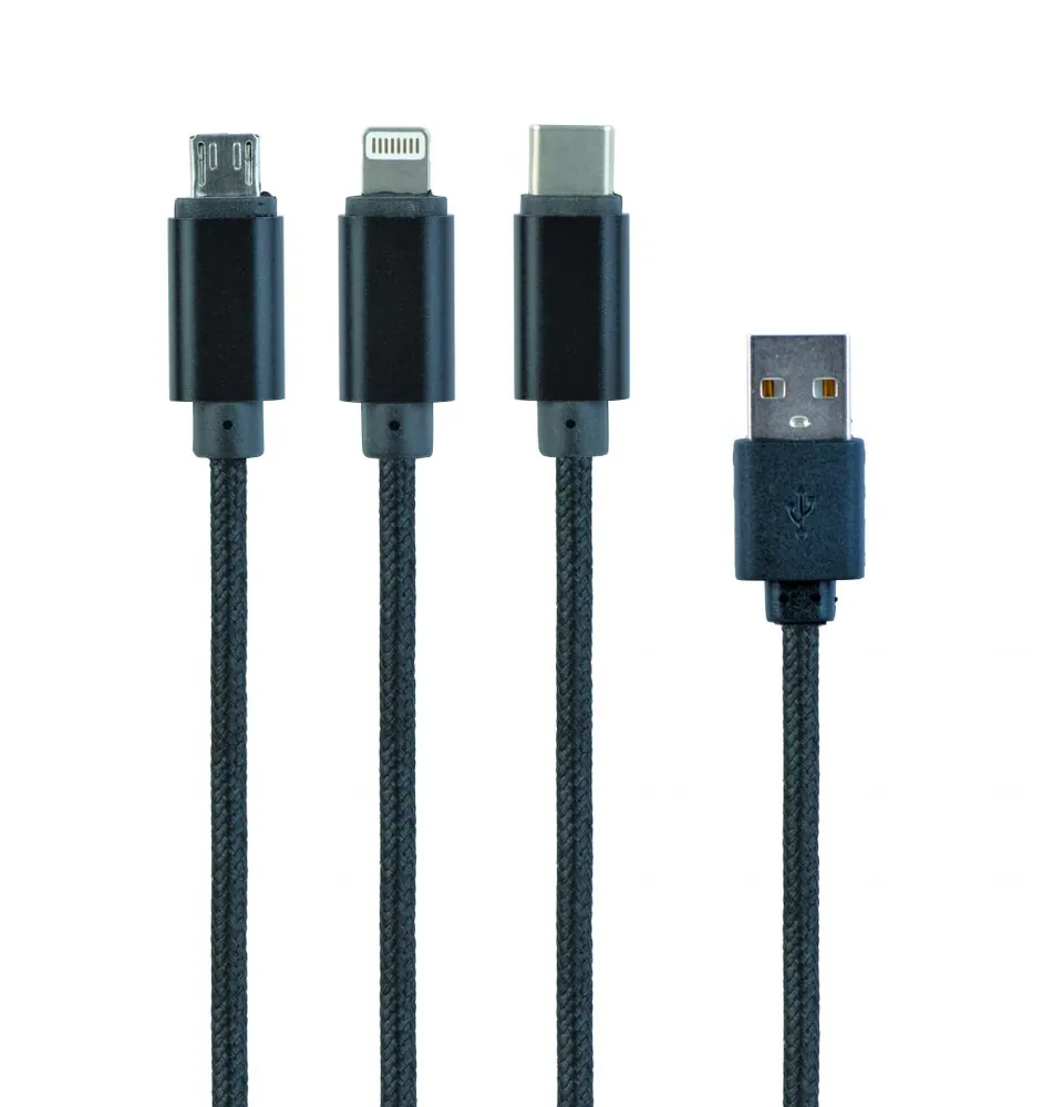 Gembird CC-USB2-AM31-1M-G USB 3-in-1 Charging cable 1m Black – 3. kép