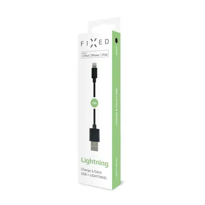 FIXED adat és töltőkábel USB/Lightning csatlakozóval, 1 méter, MFI certified, 20W, Fekete – 2. kép