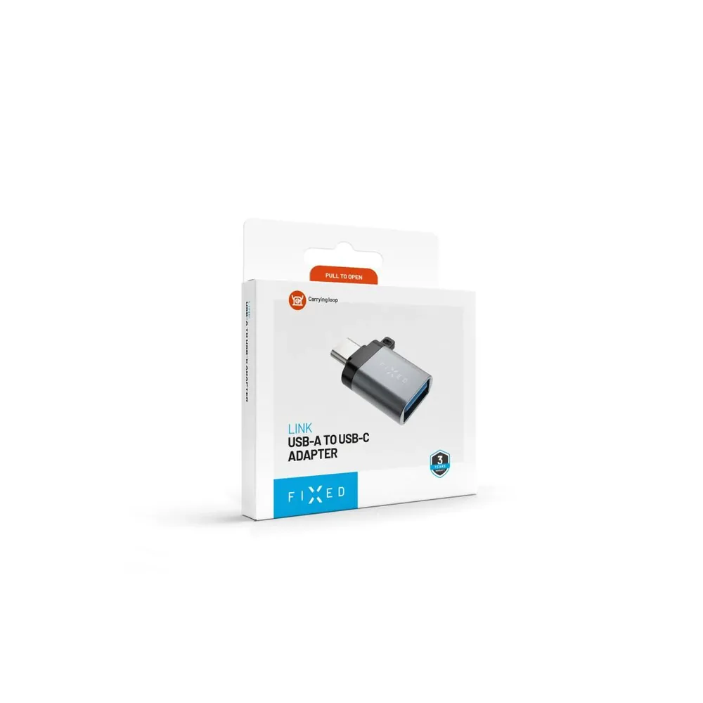 FIXED USB-C - USB-A átalakító, aluminum, szürke – 2. kép
