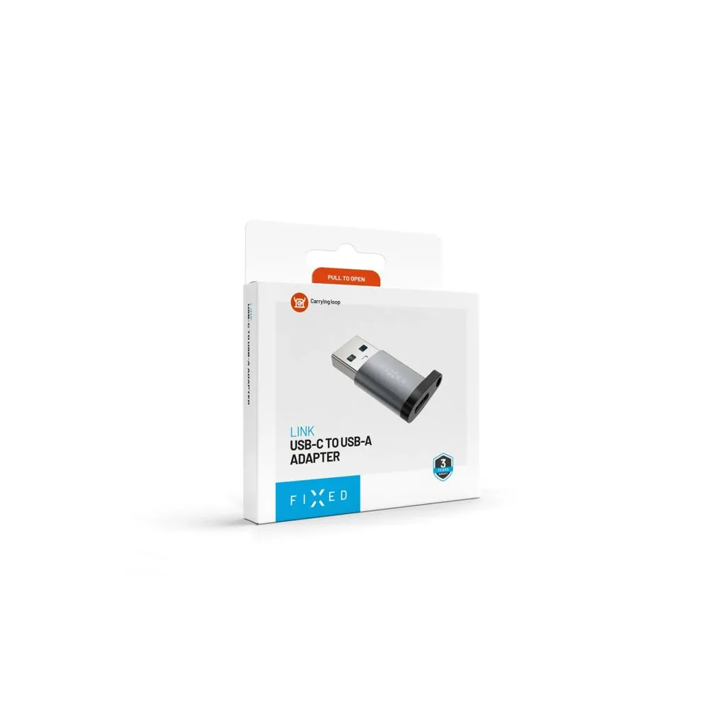 FIXED alumínium USB-C - USB-A adapter szürke – 2. kép