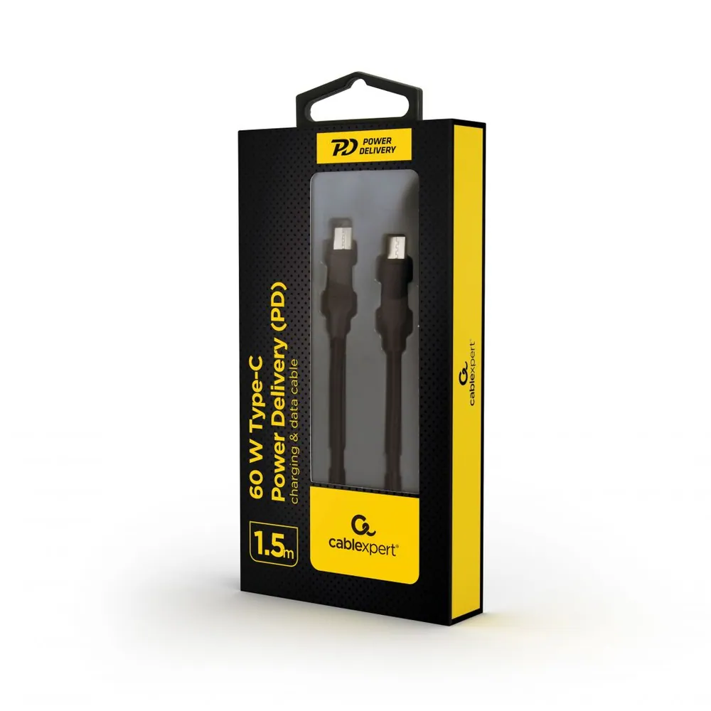 Gembird CC-USB2-CMCM60-1.5M 60W Type-C Power Delivery (PD) Charging & Data cable 1,5m Black – 2. kép