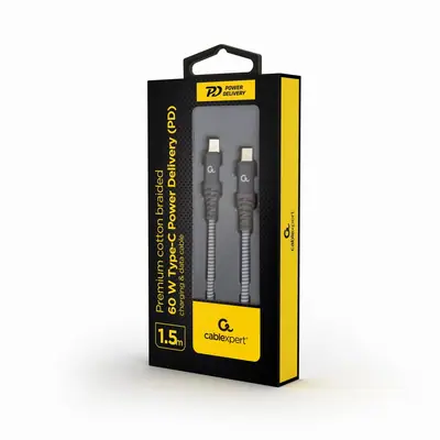 Gembird CC-USB2B-CMCM60-1.5M 60W Type-C Power Delivery (PD) Premium Charging & Data cable 1,5m Grey – 2. kép