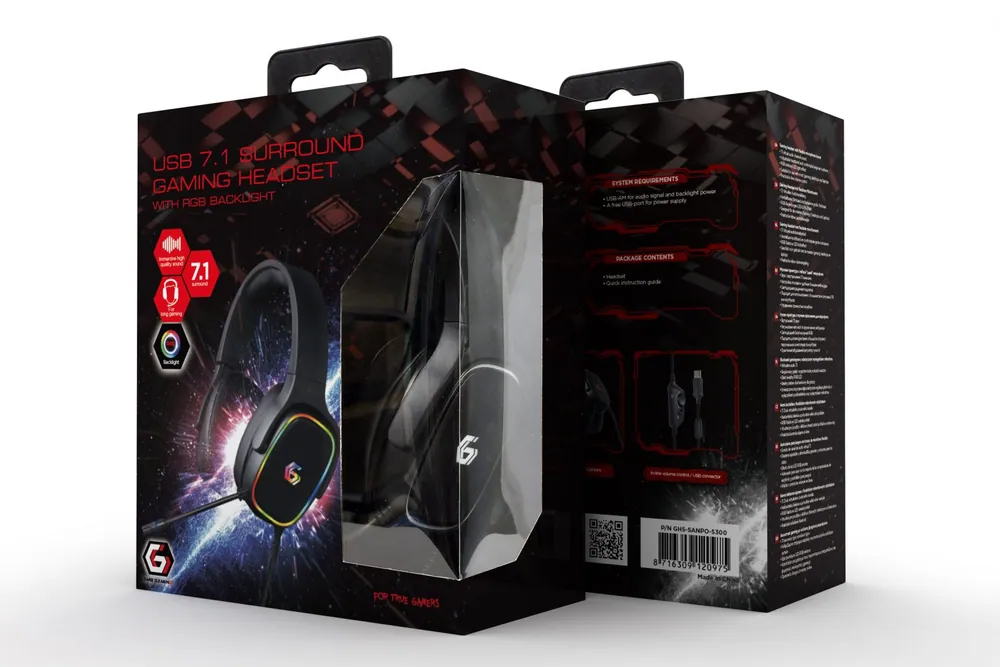 Gembird USB 7.1 Surround Gaming Headset with RGB Black – 5. kép