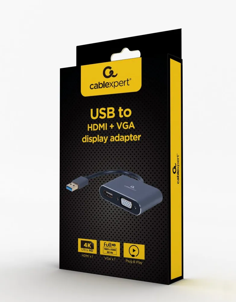 Gembird A-USB3-HDMIVGA-01 USB to HDMI + VGA Display Adapter Space Grey – 3. kép