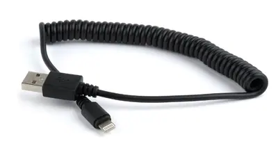 Gembird USB Sync and Charging spiral cable for iPhone 1,5m Black
