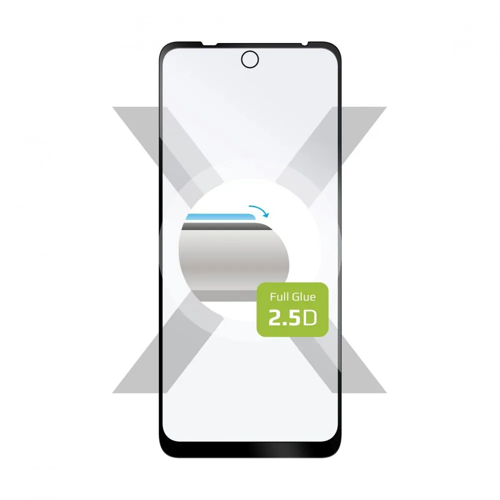 FIXED teljes képernyőt védő 2,5D edzett üveg Motorola Moto E30, Fekete