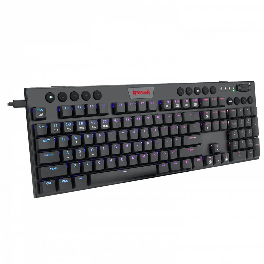 Redragon Horus, wired&2.4G&BT mechanical Keyboard, RGB, blue switch Black HU – 7. kép
