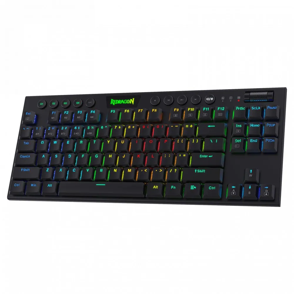 Redragon Horus TKL, wired&2.4G&BT mechanical Keyboard, RGB, brown switch Black HU – 3. kép