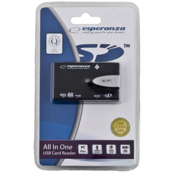 Esperanza EA129 All-In-One USB Card Reader Black – 5. kép