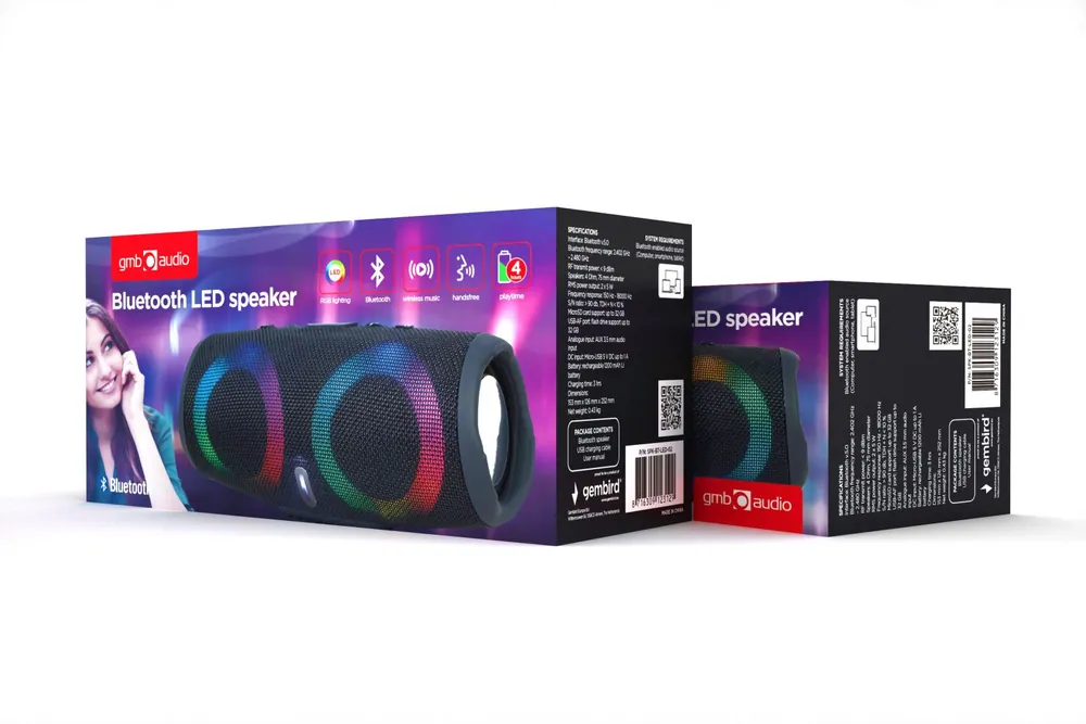 Gembird SPK-BT-LED-02 Bluetooth LED Speaker Black – 5. kép