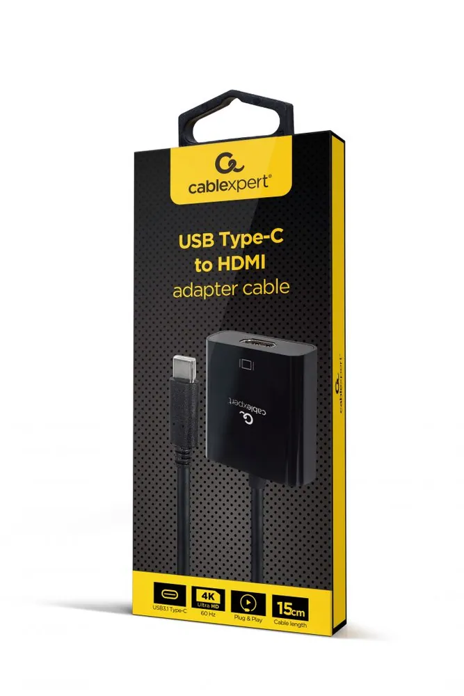 Gembird A-CM-HDMIF-04 USB Type-C to HDMI 4K60Hz adapter cable Black – 2. kép