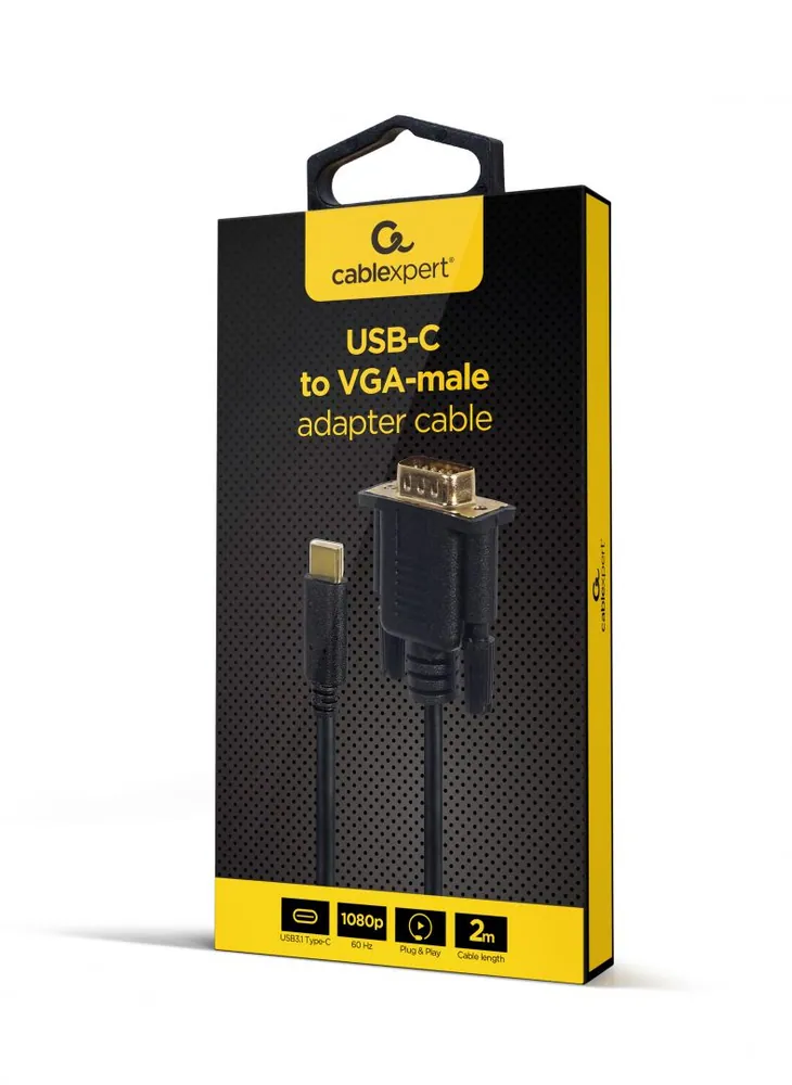 Gembird A-CM-VGAM-01 USB-C to VGA-M adapter 2m Black – 2. kép