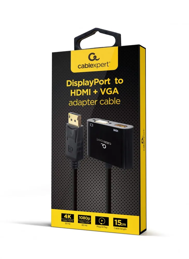Gembird A-DPM-HDMIFVGAF-01 DisplayPort male to HDMI female + VGA female adapter cable Black – 2. kép