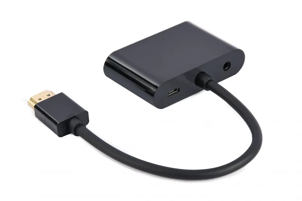 Gembird A-HDMIM-HDMIFVGAF HDMI male to HDMI female + VGA female + audio adapter cable Black – 2. kép