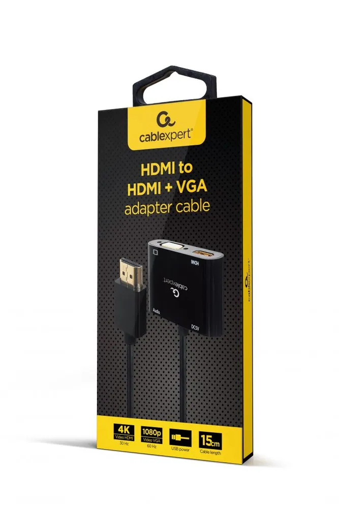 Gembird A-HDMIM-HDMIFVGAF HDMI male to HDMI female + VGA female + audio adapter cable Black – 5. kép