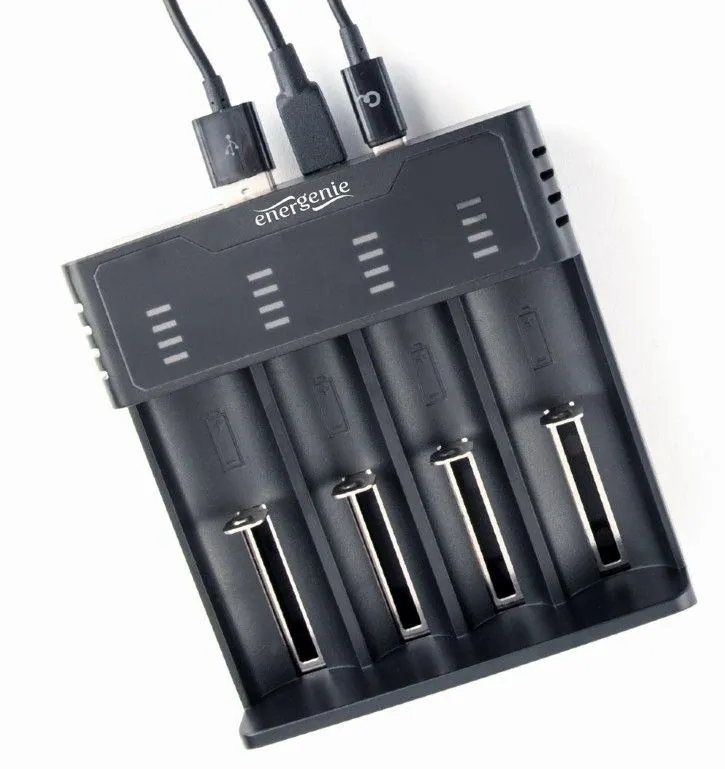 Gembird BC-USB-02 Ni-MH + Li-ion Fast Battery Charger Black – 4. kép