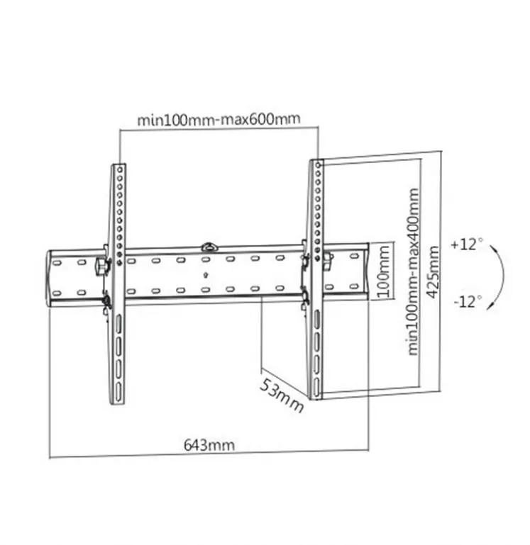 Gembird WM-70T-02 Tilt TV Wall Mount 37”-70” Black – 2. kép