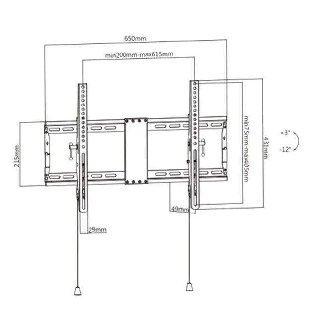 Gembird WM-80T-01 Tilt TV Wall Mount 37"-80" Black – 2. kép