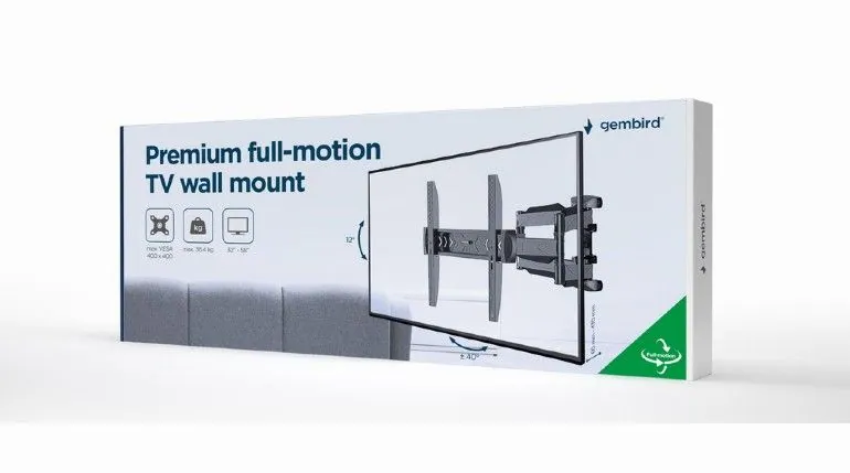 Gembird WM-58ST-01 Premium full-motion TV wall mount 32”-58” Black – 12. kép
