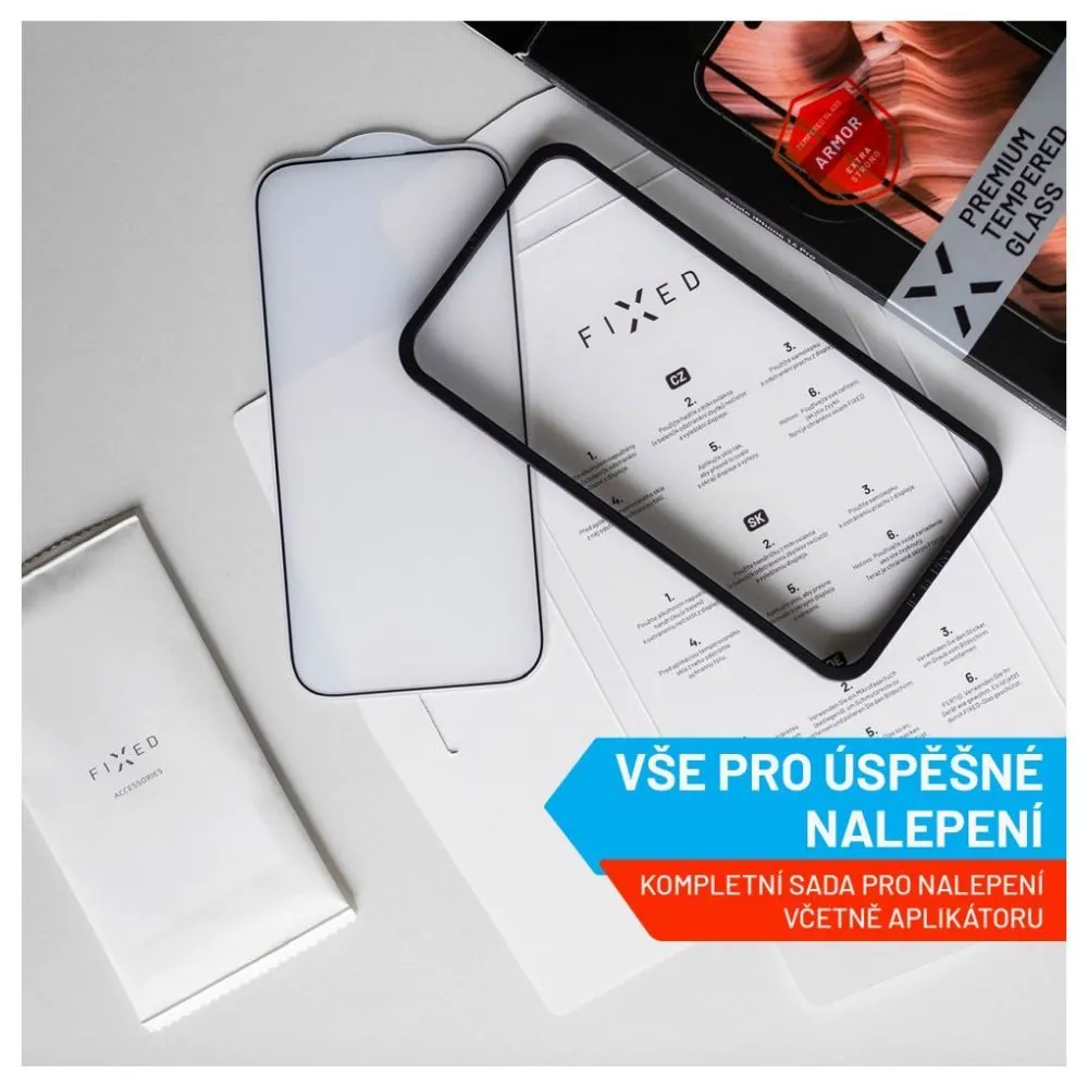 FIXED teljes képernyőt védő 2,5D edzett üveg aplikátorral Apple iPhone 15 Plus készülékhez, fekete – 10. kép