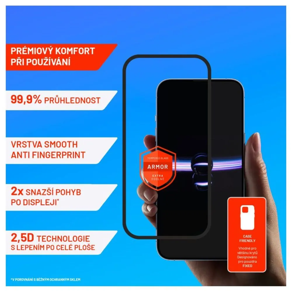 FIXED teljes képernyőt védő 2,5D edzett üveg aplikátorral Apple iPhone 15 Plus készülékhez, fekete – 3. kép