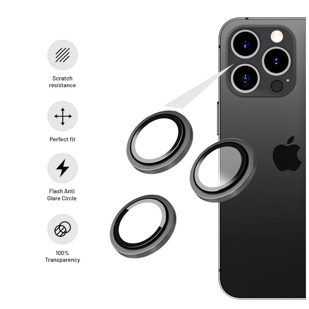 FIXED edzett üveg kamera lencsevédő iPhone 15Pro/15 Pro Max-hoz, ezüst – 3. kép