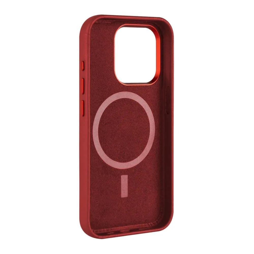 FIXED MagLeather valódi bőrtok, MagSafe támogatással iPhone 15 Pro Max-hoz, piros – 3. kép