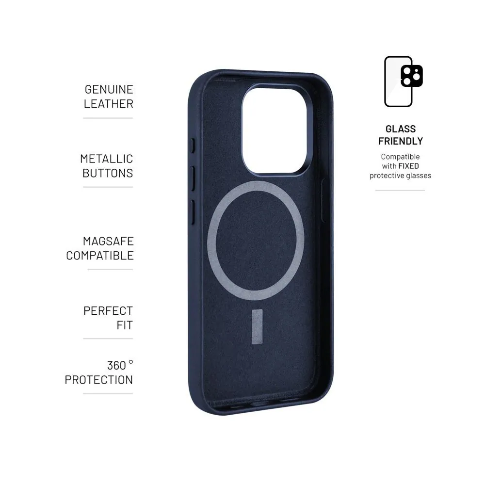 FIXED MagLeather valódi bőrtok, MagSafe támogatással iPhone 15 Pro Max-hoz, kék – 5. kép