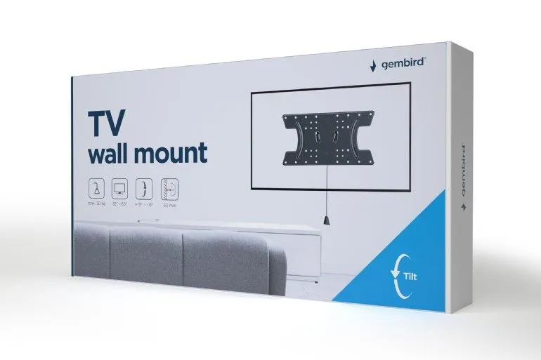 Gembird WM-65T-02 TV wall mount (tilt) 32”-65” Black – 5. kép