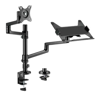Gembird MA-DA-04 Desk mounted adjustable monitor arm with notebook tray 17"-32" Black – 2. kép