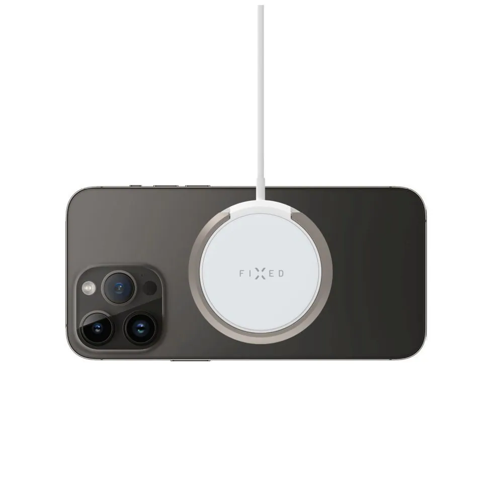 FIXED MagPad vezeték nélküli töltő, MagSafe támogatás, beépített fém állvány, fehér – 5. kép