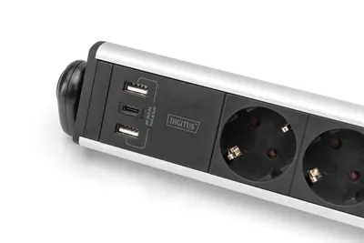 Digitus Hálózati Elosztó Kapcsolóval 6DIN, 3xUSB 1,5m Black – 2. kép