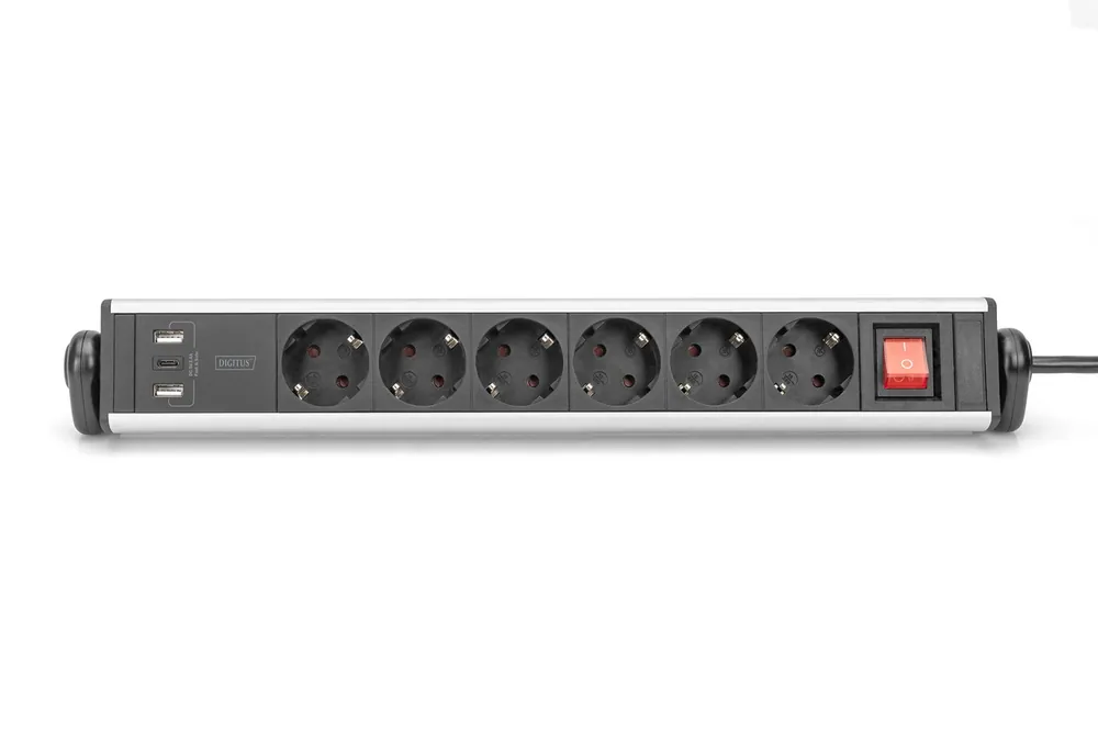 Digitus Hálózati Elosztó Kapcsolóval 6DIN, 3xUSB 1,5m Black – 5. kép