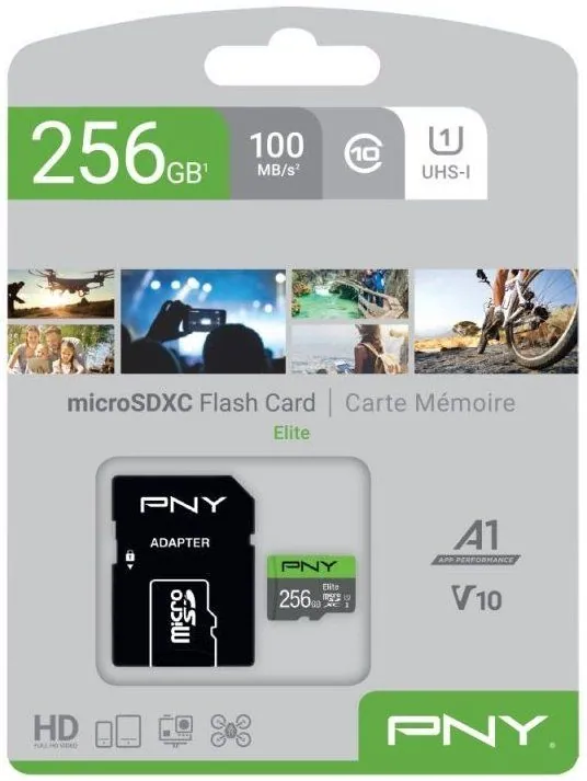 PNY 256GB microSDXC Elite Class 10 UHS-I V10 A1 + adapterrel – 2. kép