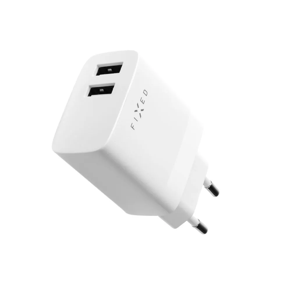 FIXED hálózati töltő, 2*USB-A kimenet, 17W + USB/USB-C kábel, fehér – 5. kép