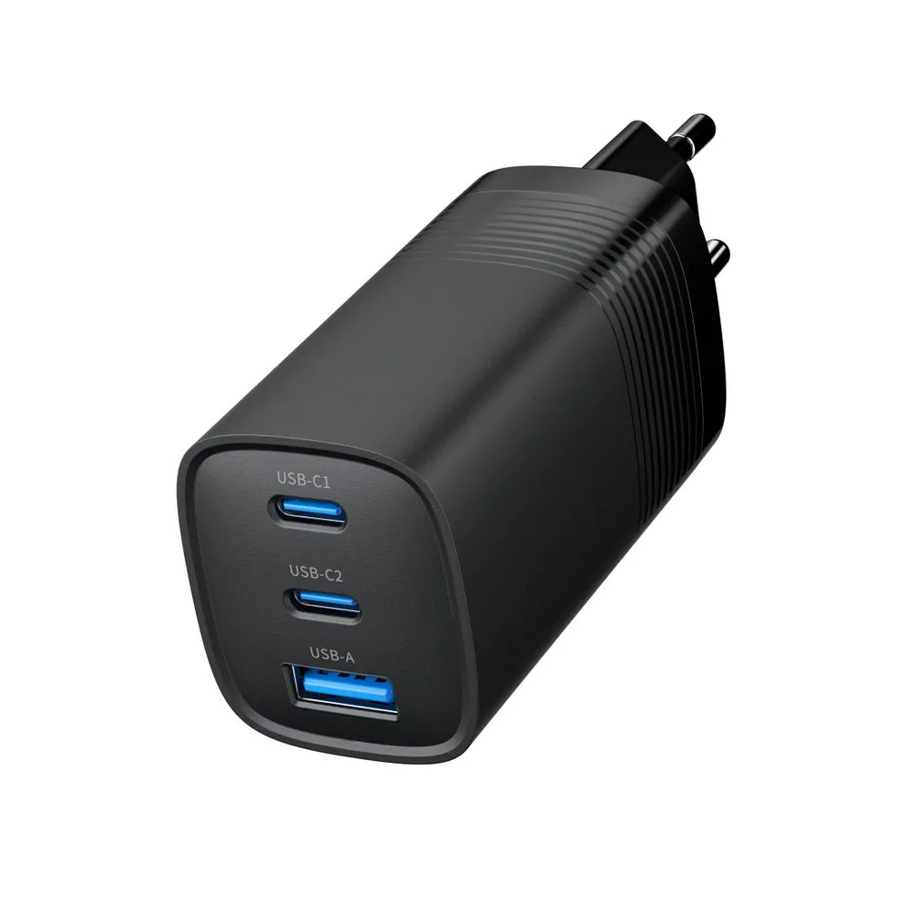 Gembird 3-port 67W GaN USB PowerDelivery fast charger Black – 4. kép