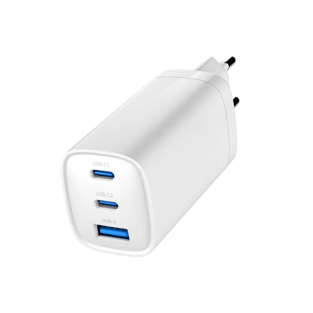 Gembird 3-port 67W GaN USB PowerDelivery fast charger White – 2. kép