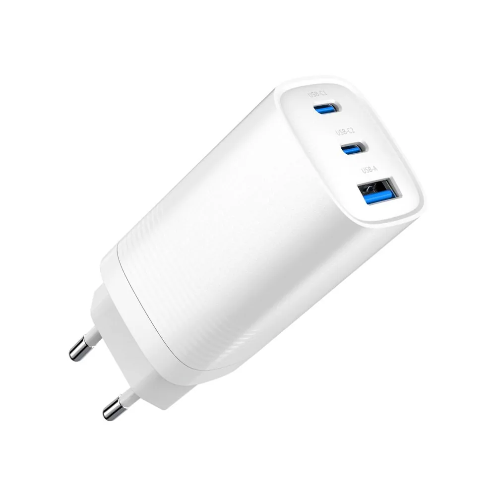 Gembird 3-port 67W GaN USB PowerDelivery fast charger White – 3. kép