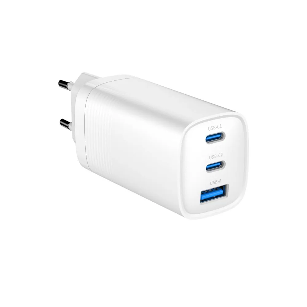 Gembird 3-port 67W GaN USB PowerDelivery fast charger White – 4. kép