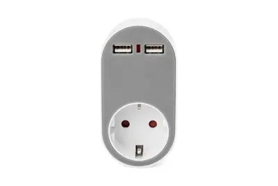 Digitus DA-70617 Universal USB Plug-in Charger with 2 x USB-A Sockets and Integrated Socket – 2. kép