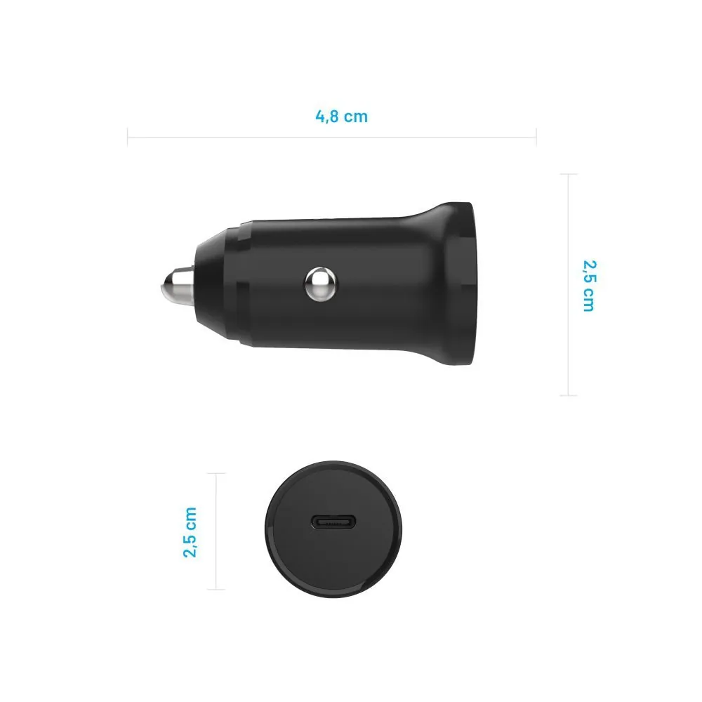 FIXED USB-C 12/24V-os autós töltő, 20W, PD3.0, 1 m USB-C kábellel, fekete – 6. kép